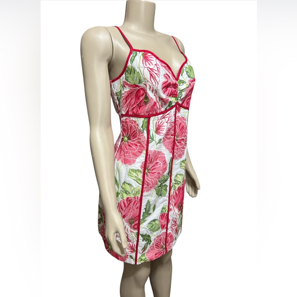 Adelyn Rae XL Fei Embroidered Floral Print V-Neck Sleeveless Sheath Mini Dress - Picture 4 of 11